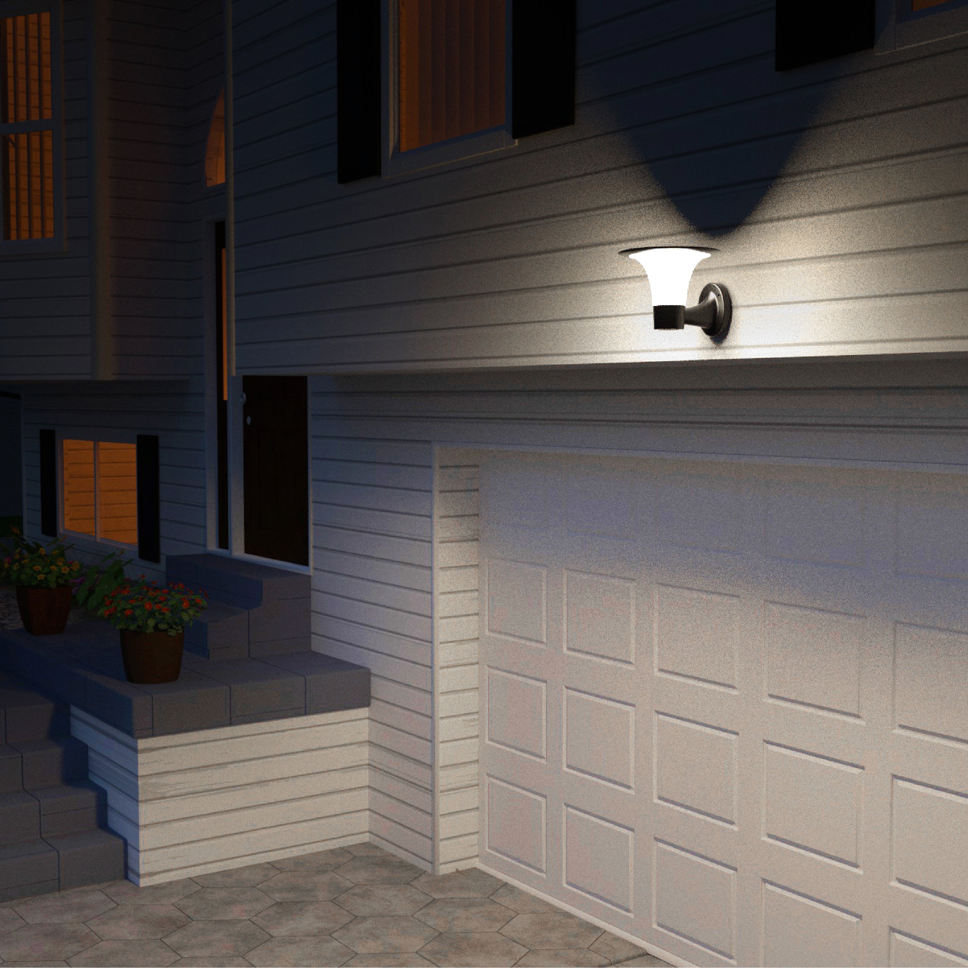 Illuminazione ingresso garage con lampada applique solare LMS-089