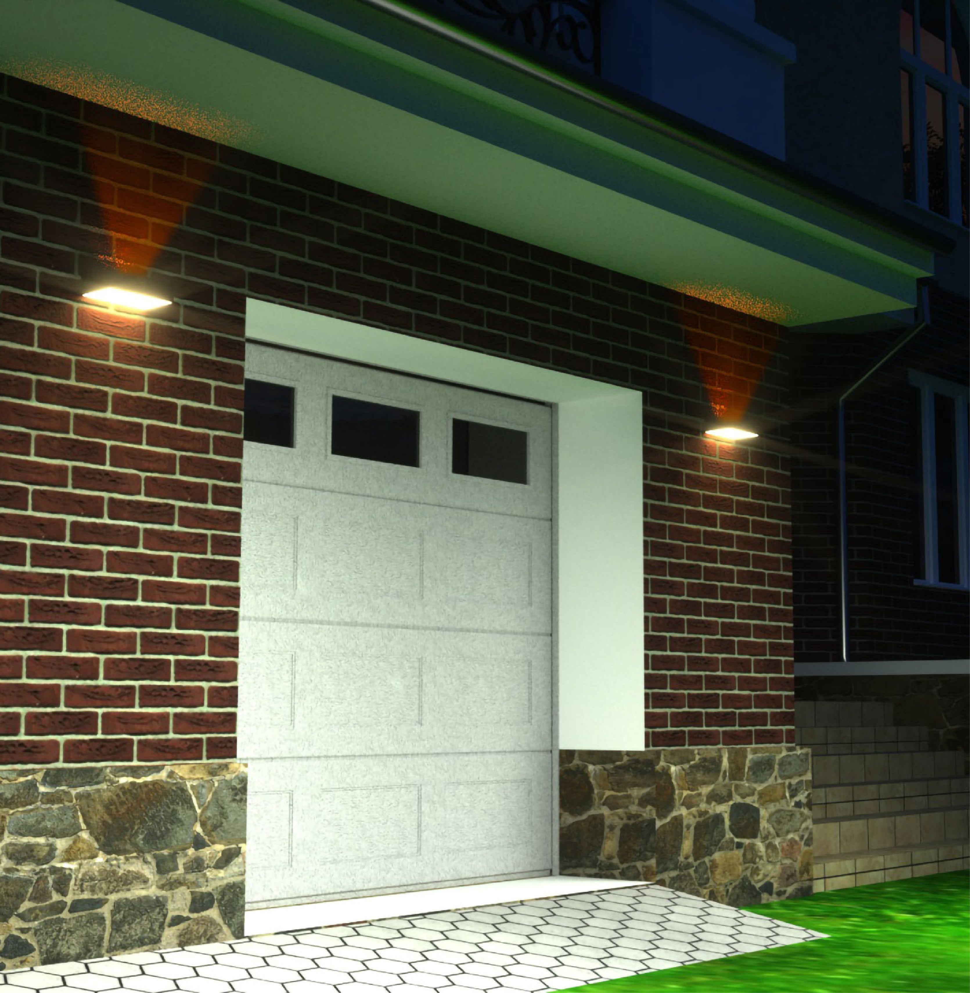 applique ad energia solare con pannello fotovoltaico e sensore di movimento, con doppia fonte luminosa sopra e sotto per illuminare facciate di case, porte di ingresso, colonne