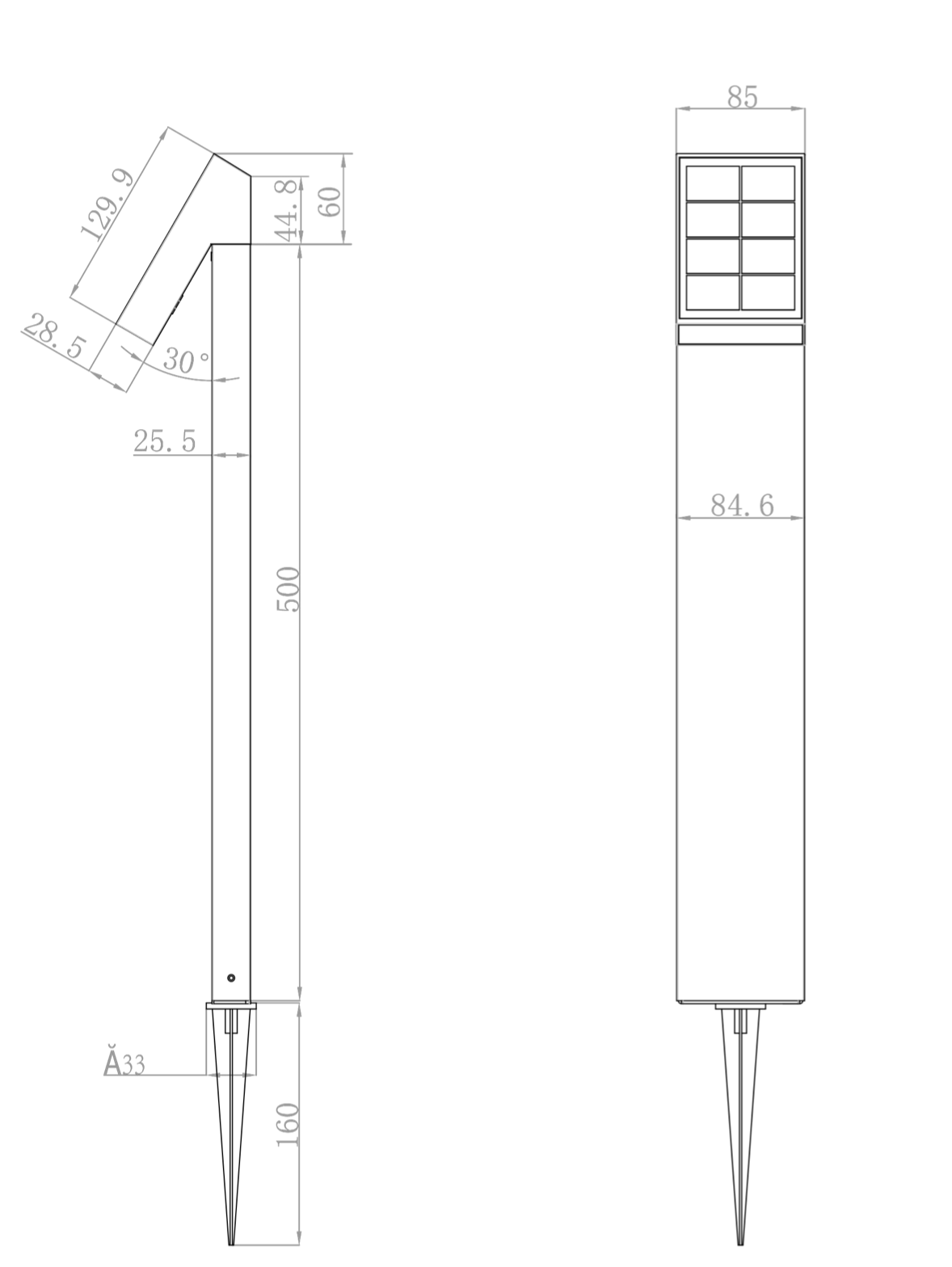 dimensioni del lampioncino ad energia solare da esterno per giardini