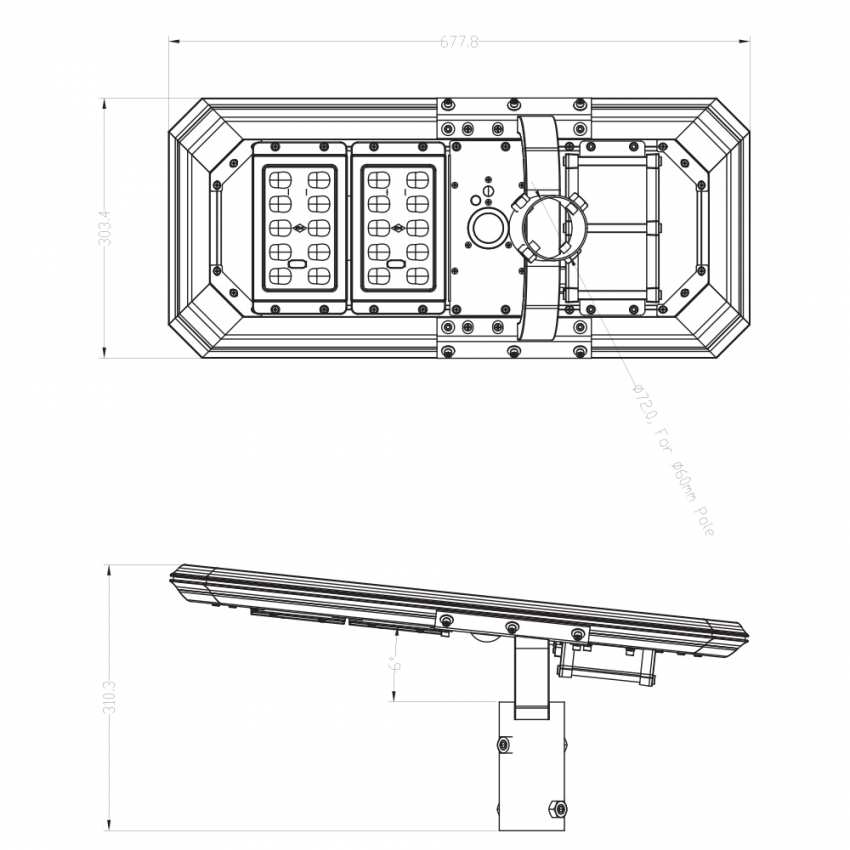 Lampione Energia Solare 2000 Lumen con programmazione illuminazione