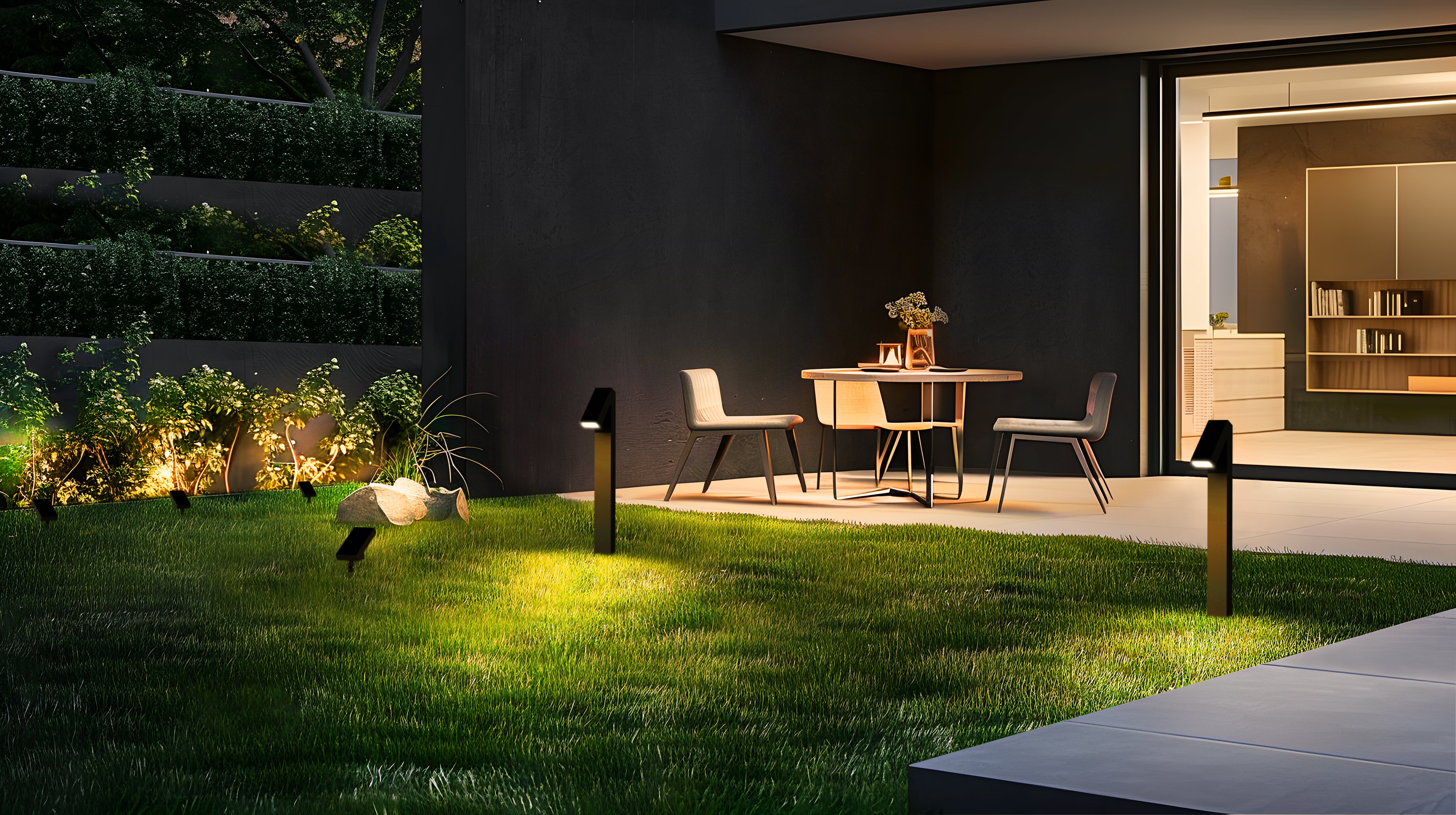 Faretti solari dotati di pannello fotovoltaico per dare un tocco di luce al giardino, colore della luce bianco naturale, 500 lumen