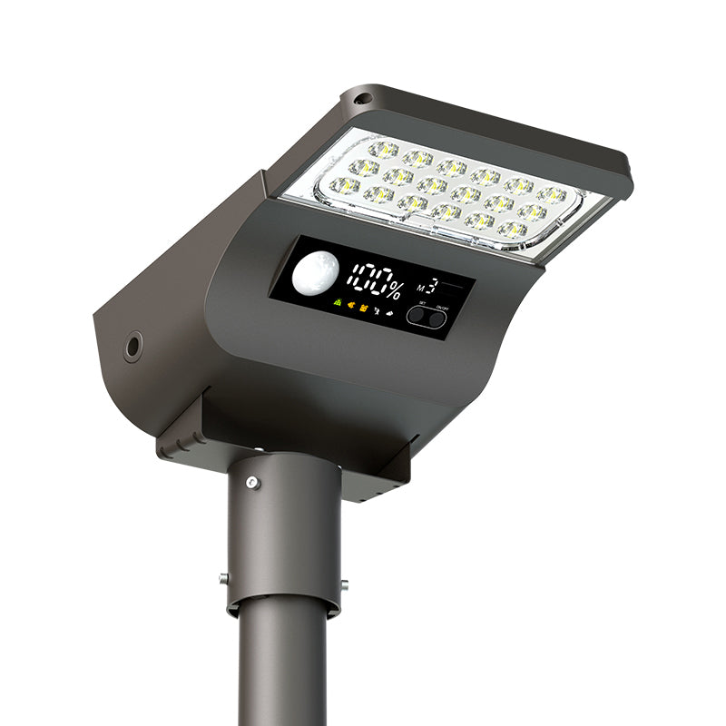 Lampione led con display alimentato ad energia solare