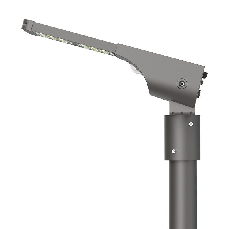 Vista laterale del lampione con pannello fotovoltaico LMS-56