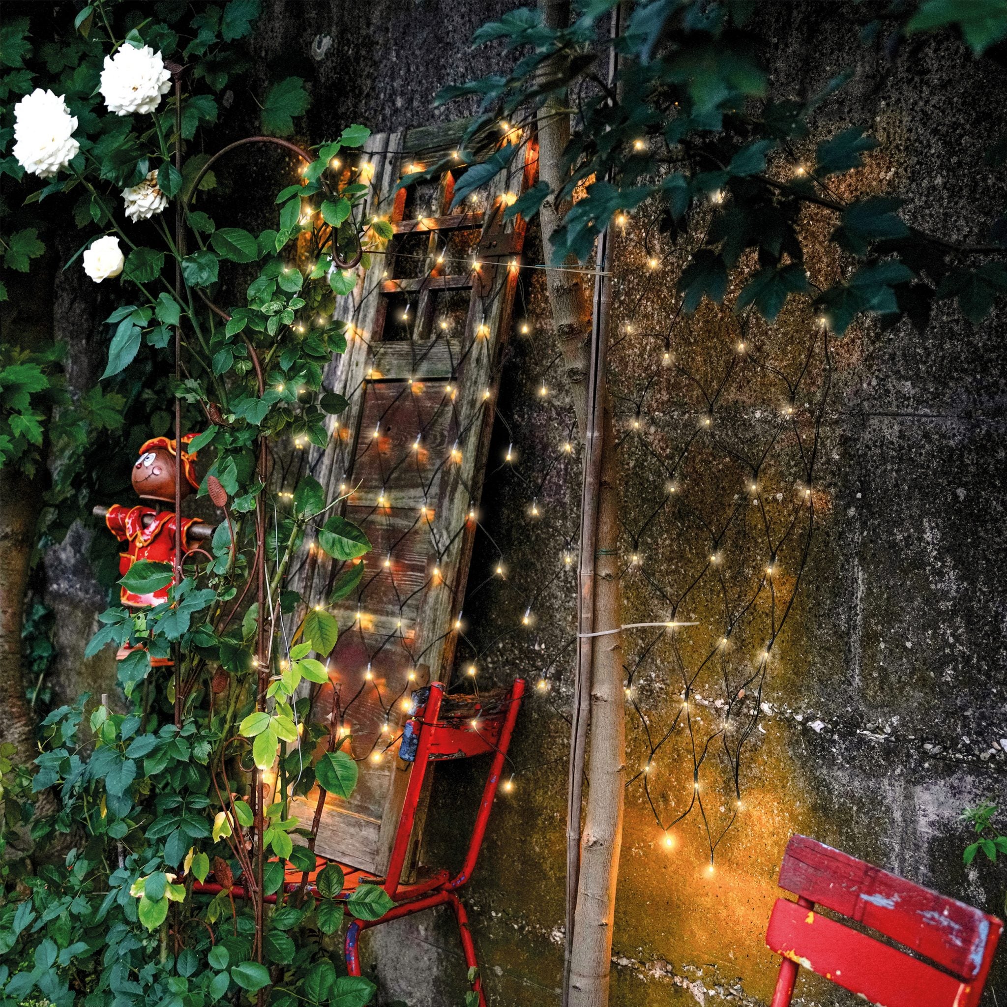 Rete luminosa Luci di Natale Energia Solare 200 Led Bianco Caldo