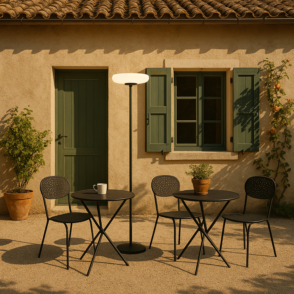 esterno di una casa di giorno con la piantana solare da giardino