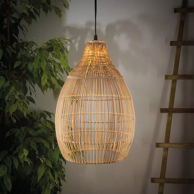 lampada ad energia solare pendente n rattan