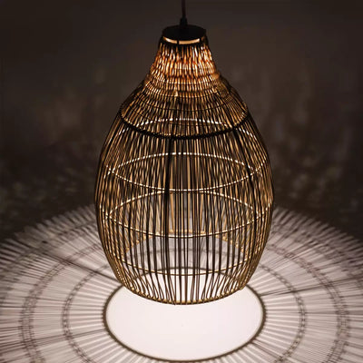 lampada pendente ad energia solare in rattan