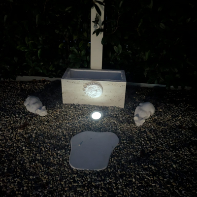 punto luce in giardino con segnapasso ad energia solare che mette in risalto i dettagli