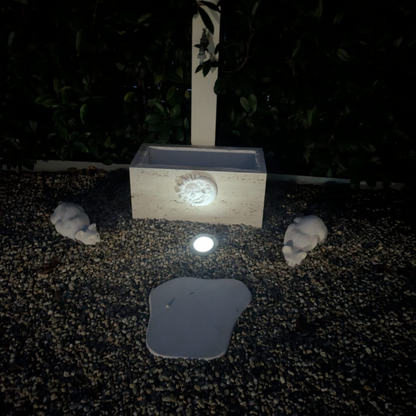 punto luce in giardino con segnapasso ad energia solare che mette in risalto i dettagli