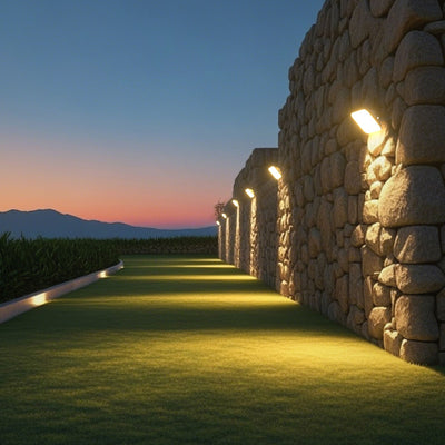 illuminazione viale esterno con fari ad energia solare con pannello separato, sensore crepuscolare e sensore di movimento 