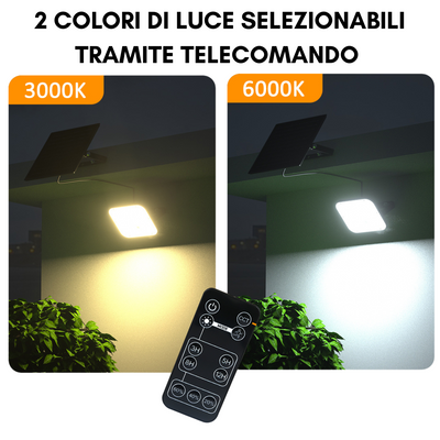 faro solare con doppia colorazione di luce selezionabile da telecomando