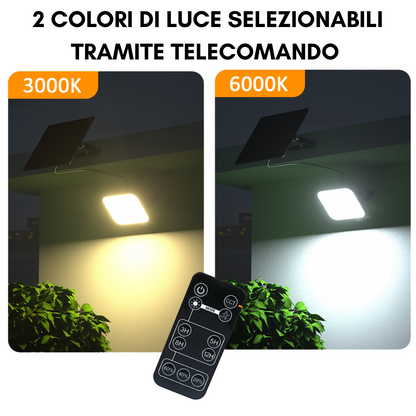 faro solare con doppia colorazione di luce selezionabile da telecomando