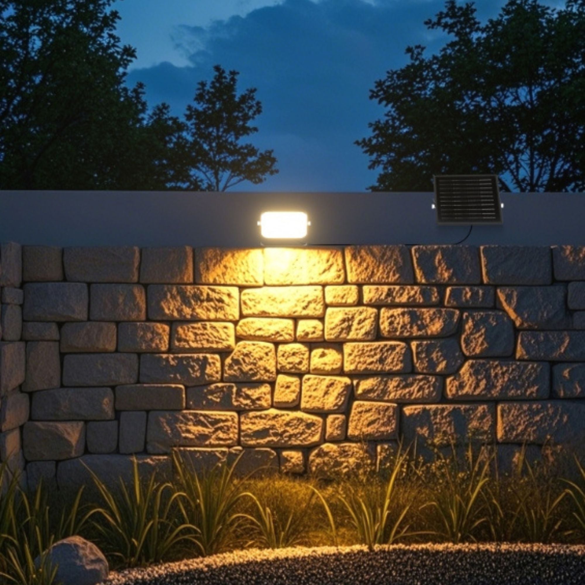 illuminazione esterna con faro ad energia solare da giardino, pannello fotovoltaico separato, flusso luminoso 9600 lumen 