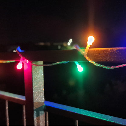 Luci di Natale per esterno ad energia solare con led a bulbo piccolo di colore multicolor