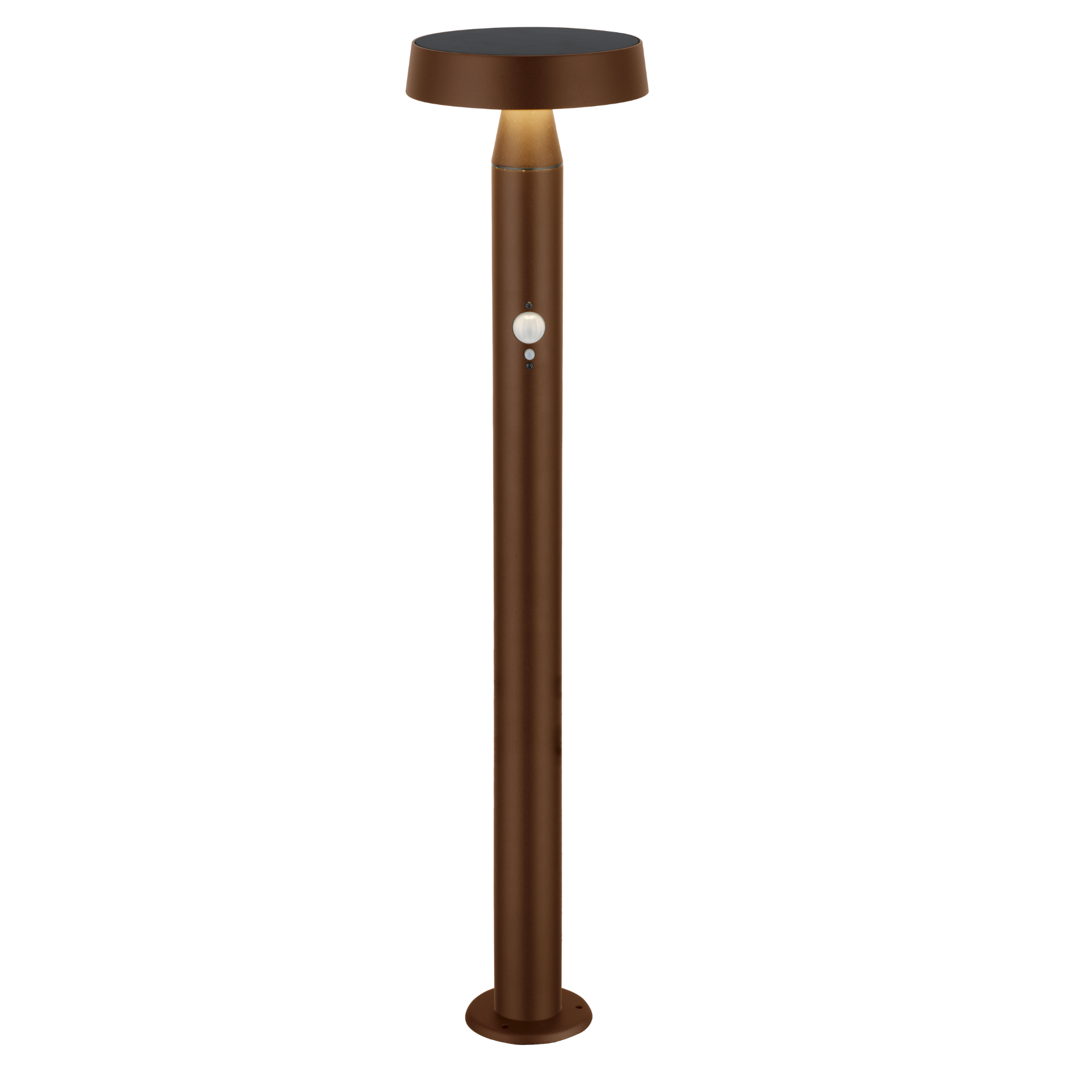 lampioncino da esterno ad energia solare con finitura in corten, 600 lumen di flusso luminoso, pannello solare incorporato 