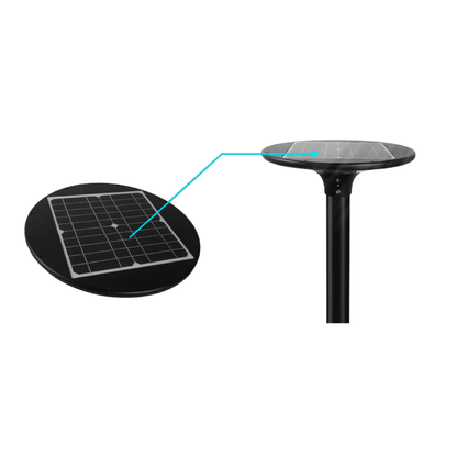 pannello fotovoltaico da 11,5 watt incorporato sopra la testa del lampione ad energia solare da giardino con flusso luminoso 2000 lumen