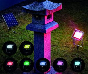 Illuminazione giardino e decorazione faretto RGB con pannello fotovoltaico