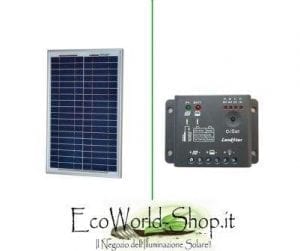 Pannello Fotovoltaico da 10Watt e regolatore di carica 5A