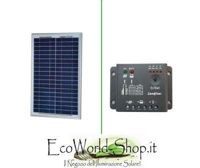 Kit Pannello Fotovoltaico 20 Watt e Regolatore di Carica 5A