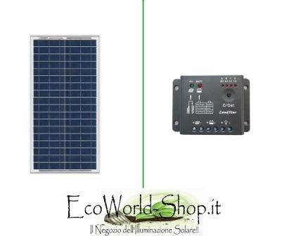 Kit Pannello Fotovoltaico 30 Watt e regolatore di Carica 5A
