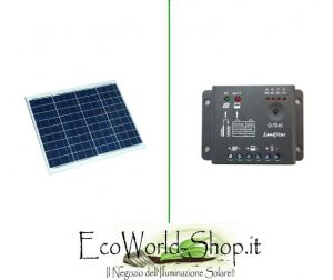 Kit Pannello Fotovoltaico 50 Watt e Regolatore 5A